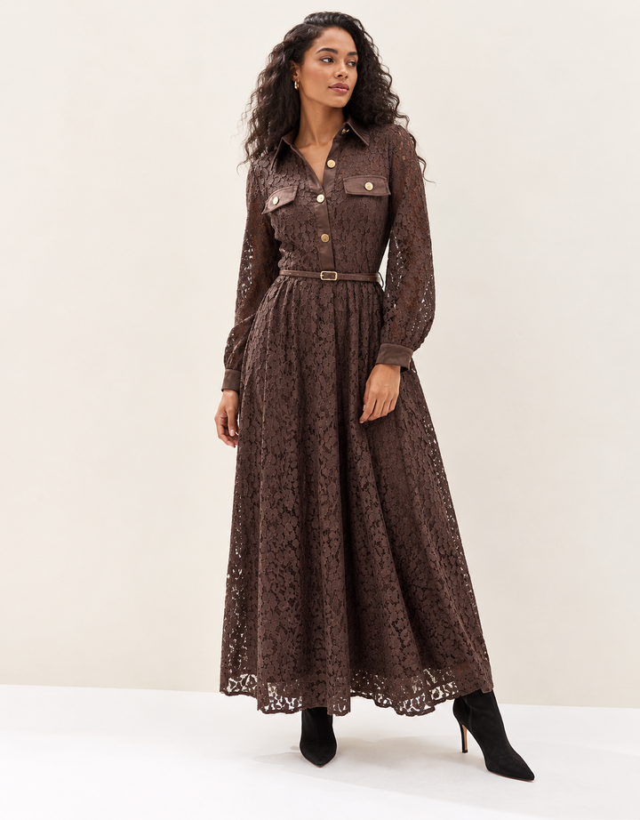 Vintage Romance Lace Dress Chocolate