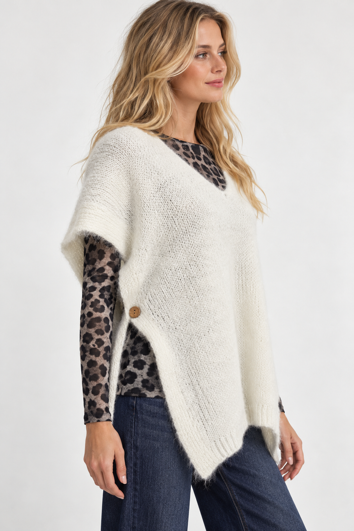 Adira Side Button Tank Top Cream