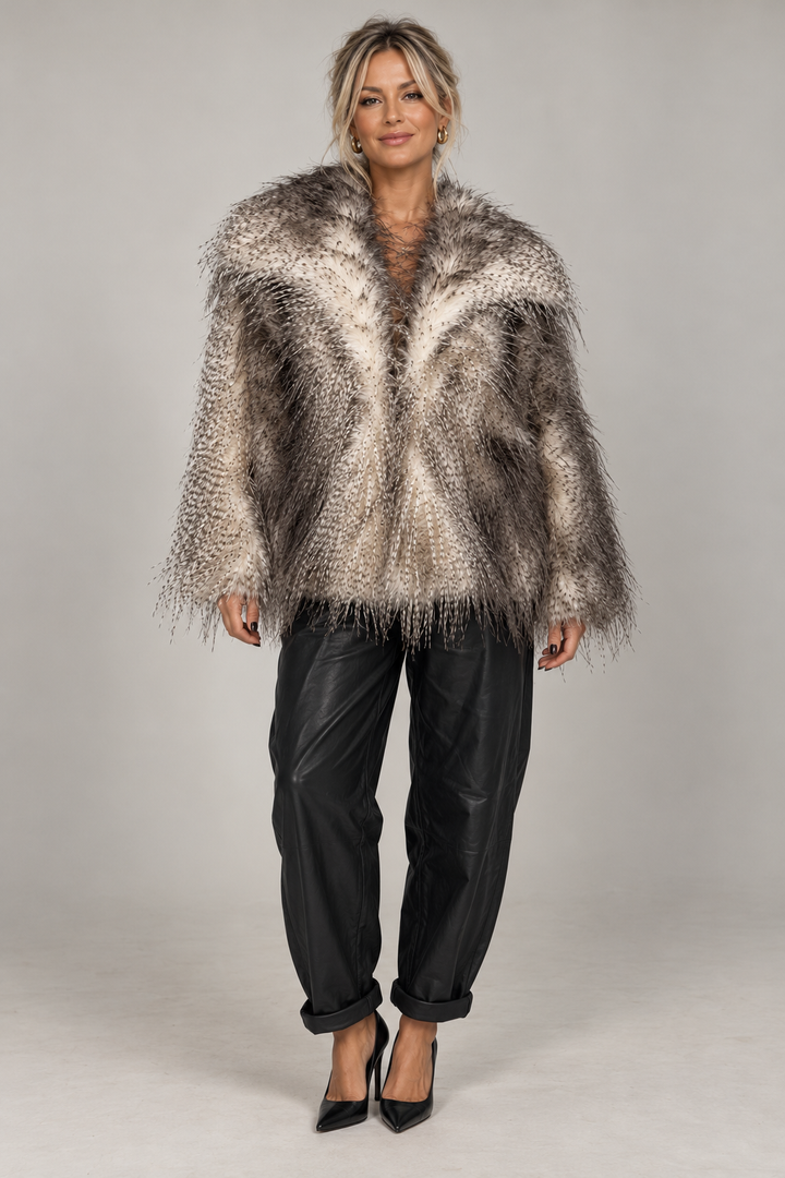 Emmalyn Two Tone Faux Feather Coat