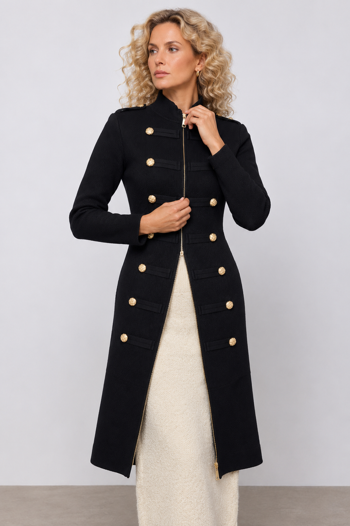 Marcia Military Zip Dress Black