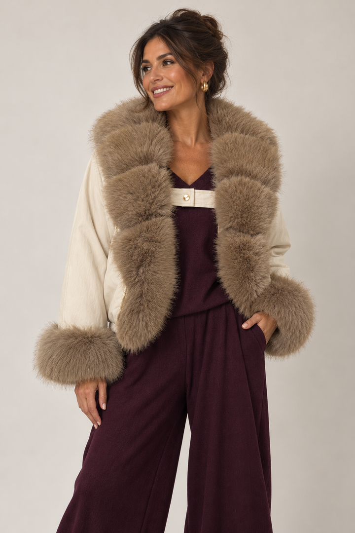 Neo Luxe Faux Leather Jacket Ivory