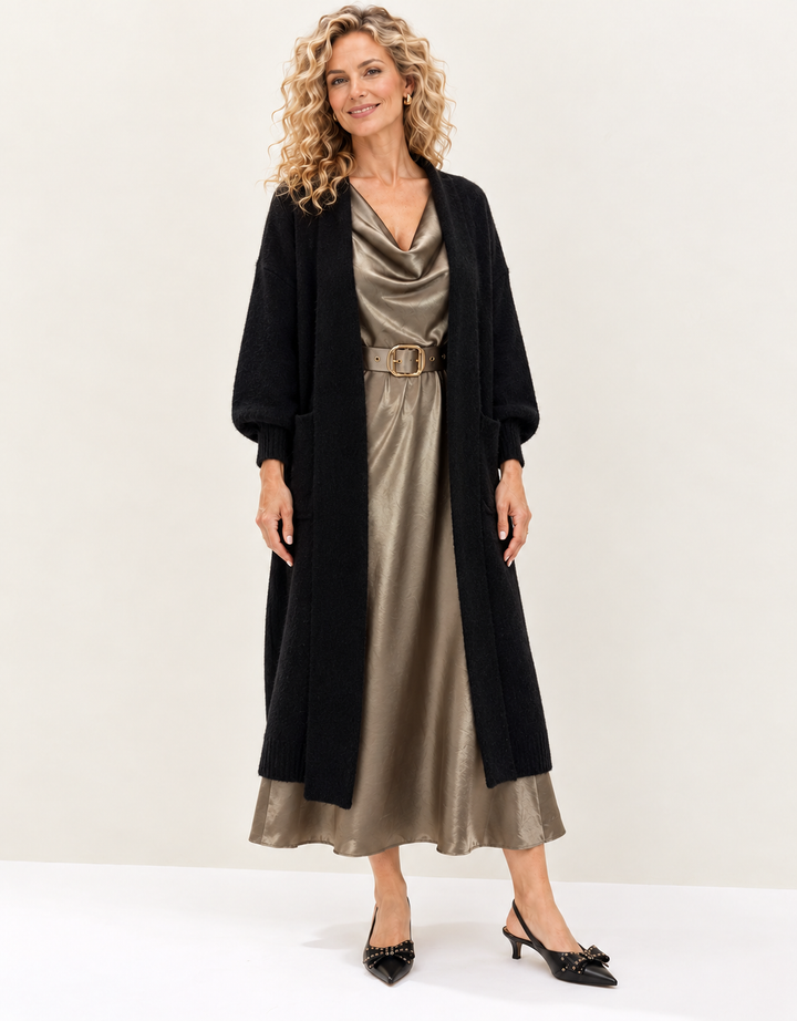Stephanie Longline Cardigan Black
