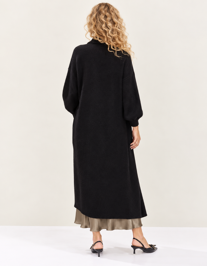 Stephanie Longline Cardigan Black