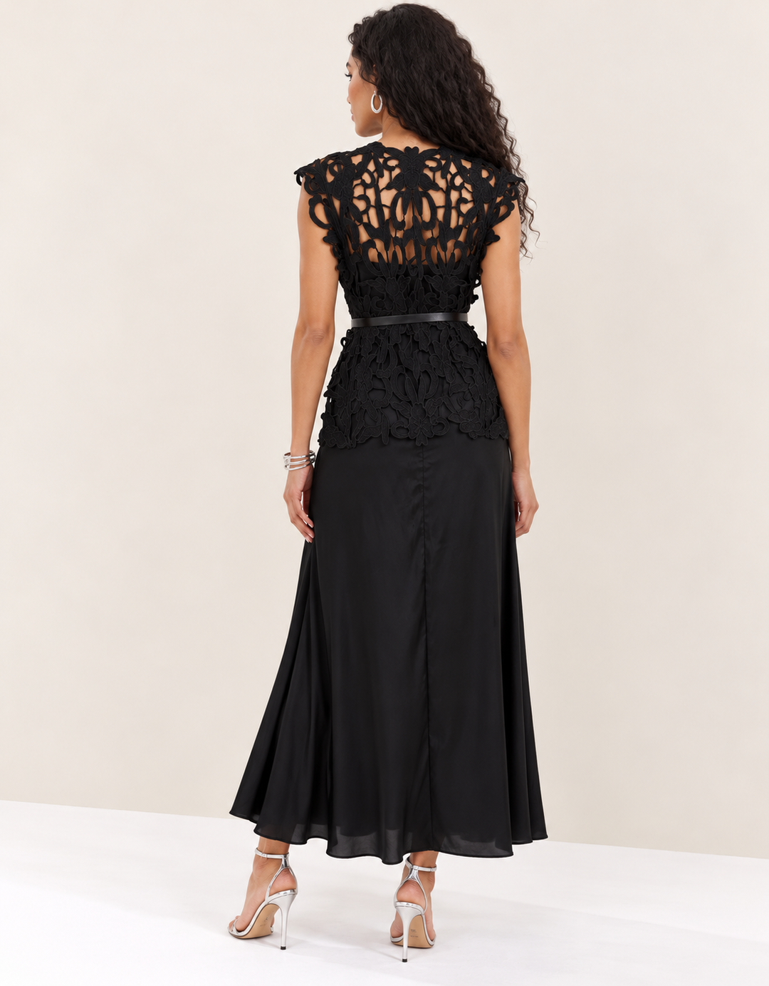 Enchanted Floral Lace Dress Set Black