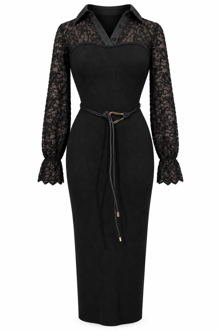 Sweetheart Vintage Lace Dress Black