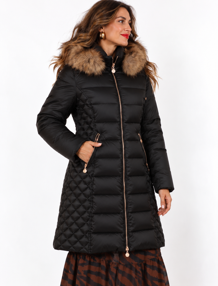 Eclipse Quilted Longline Coat Black