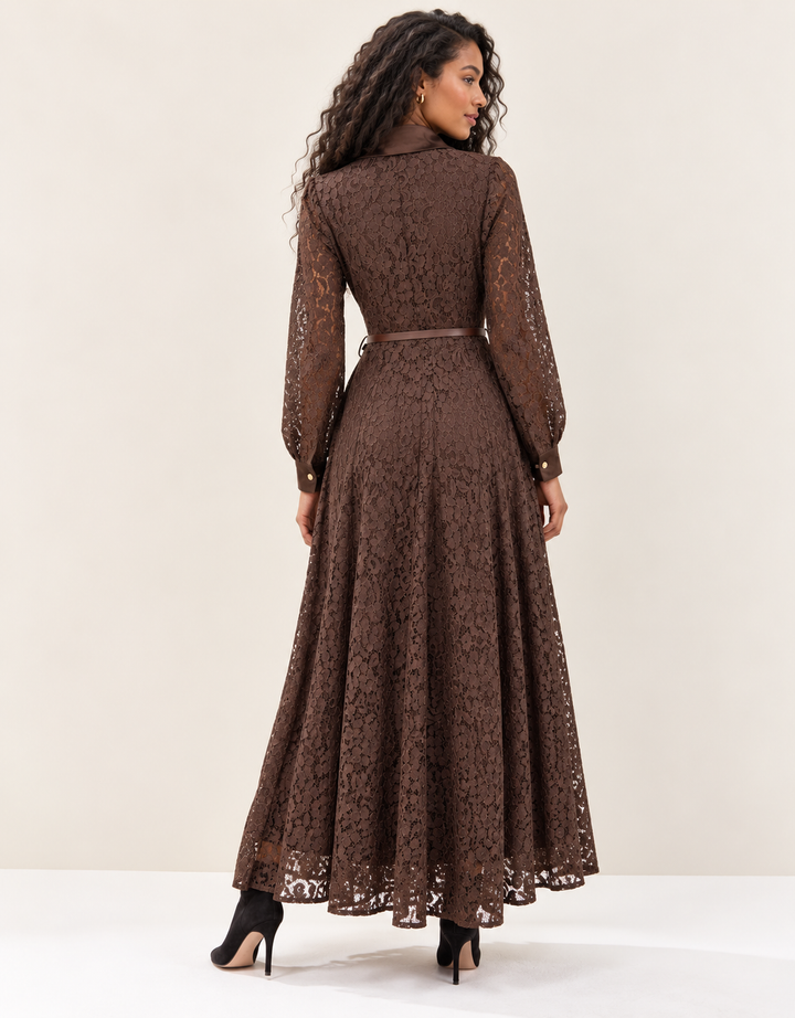 Vintage Romance Lace Dress Chocolate
