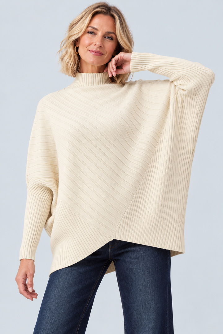 Libbie Ribbed Batwing Jumper Cream
