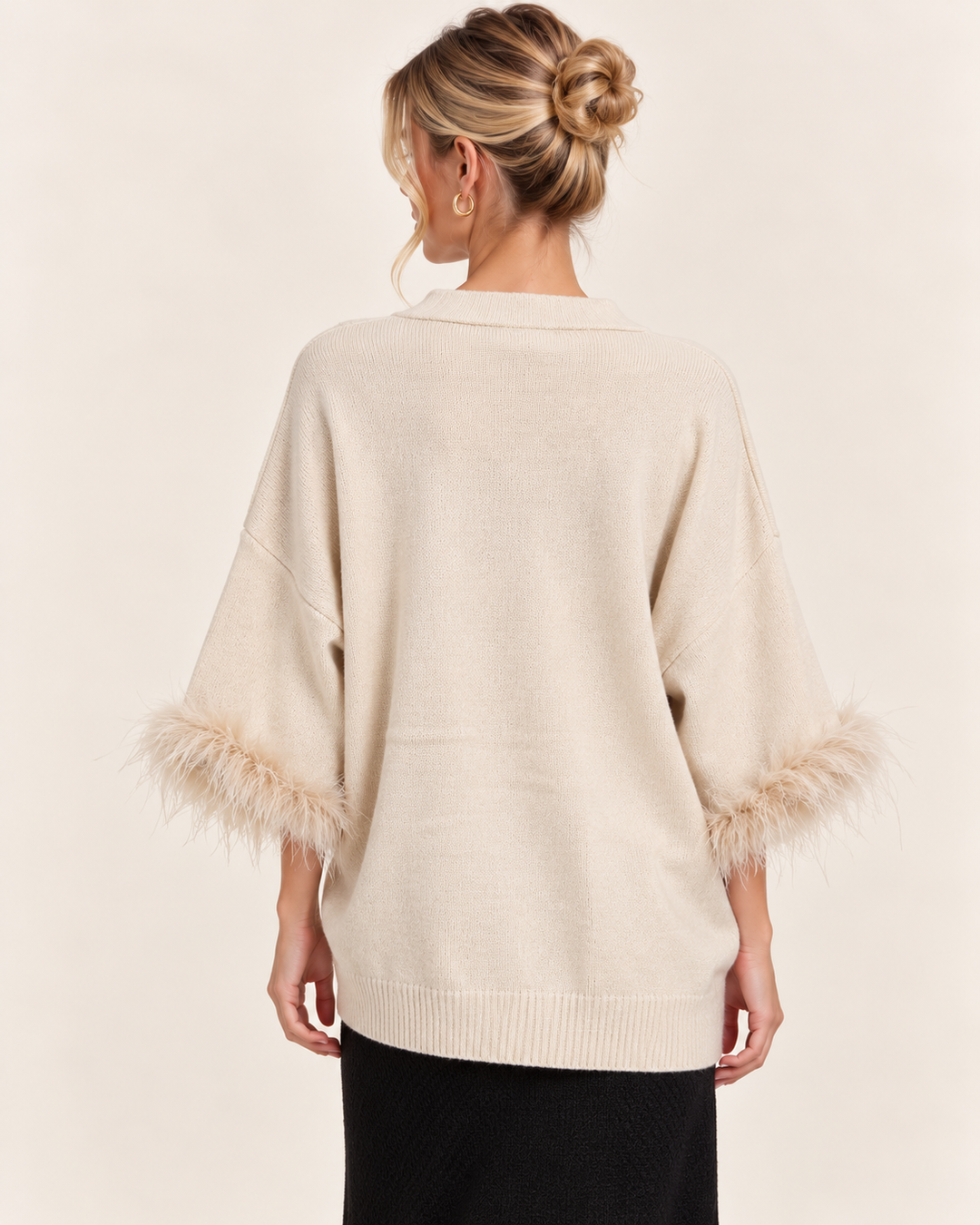 Amorette Faux Feather Jumper Cream