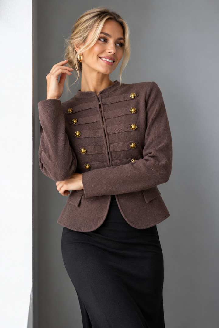 Maverick Military Cardigan Coffee