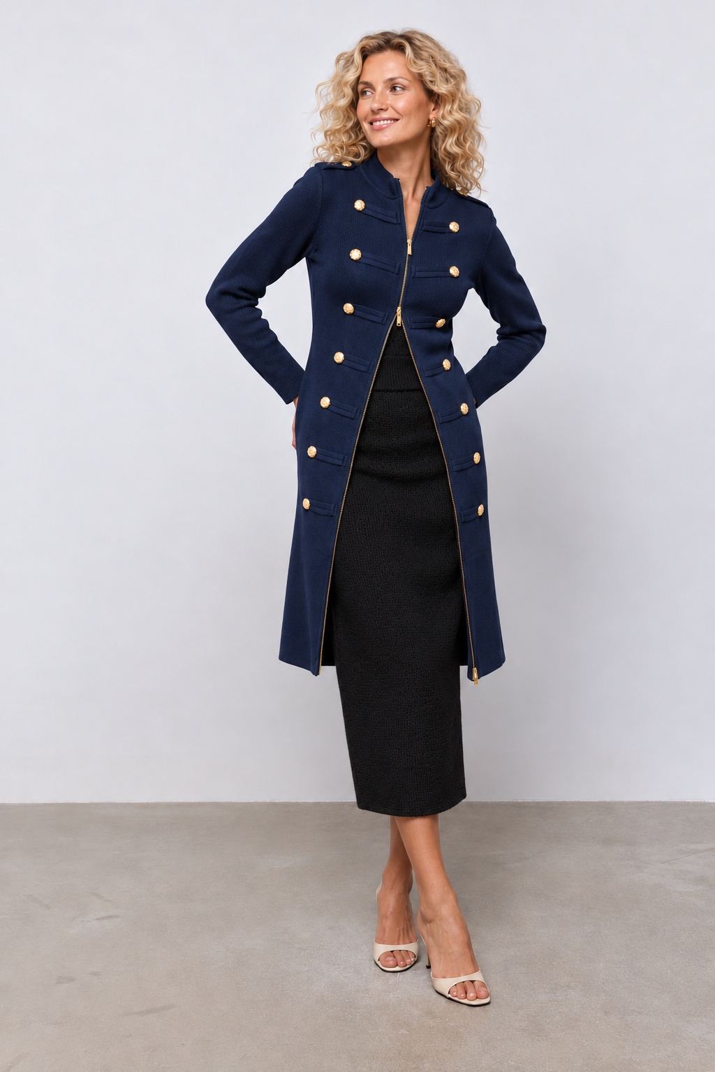 Marcia Military Zip Dress Navy