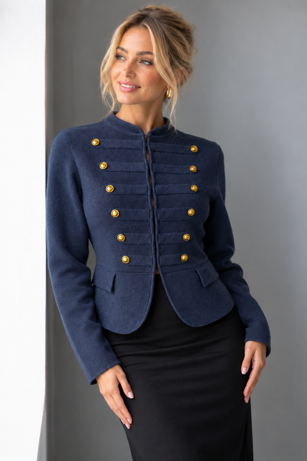 Maverick Military Cardigan Navy