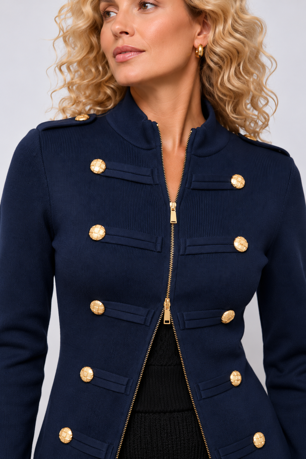 Marcia Military Zip Dress Navy