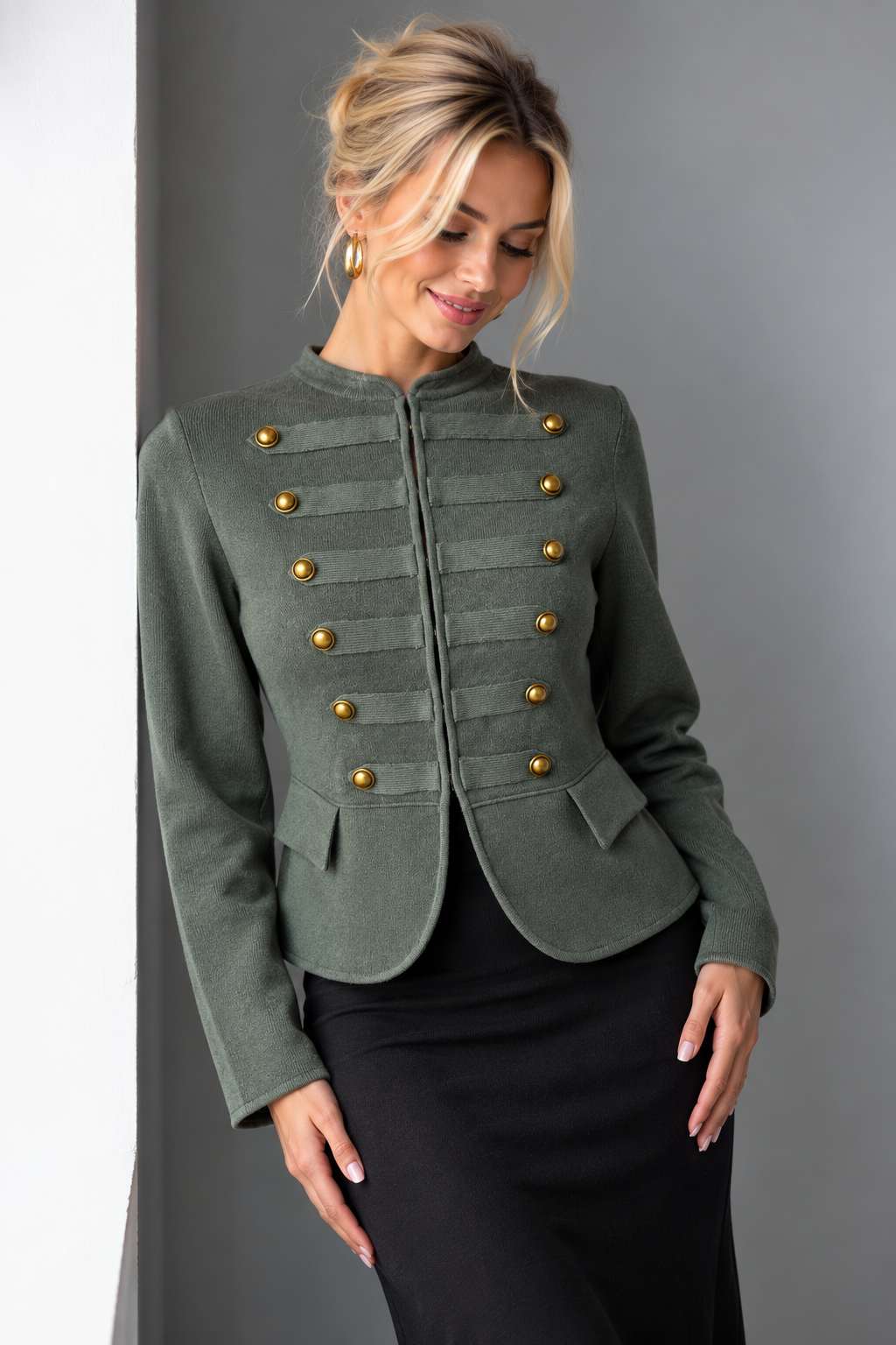 Maverick Military Cardigan Khaki