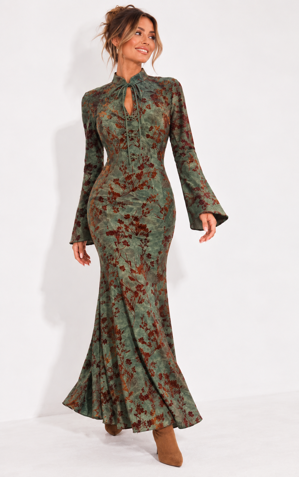 Oriental Blossom Dress Dark Moss – Goose Island