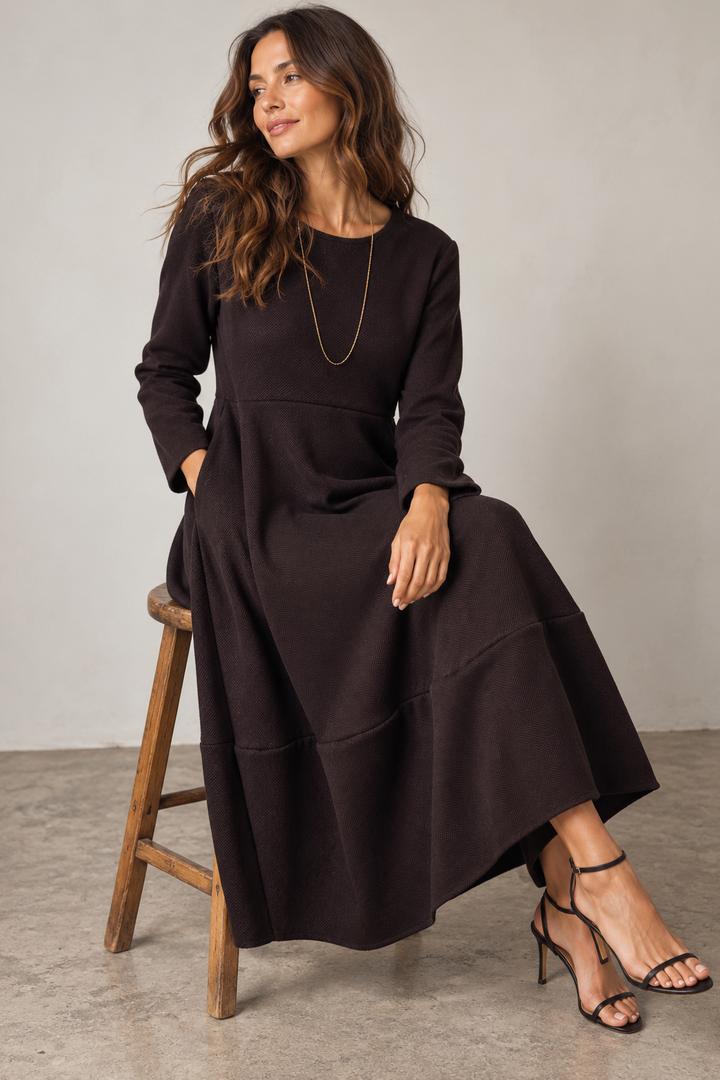 Anastasia Dipped Hem Dress Aubergine
