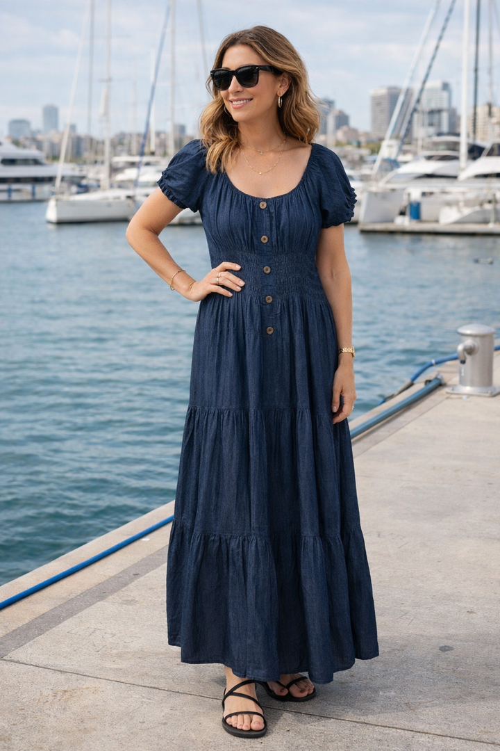 Devika Gypsy Dress Dark Denim