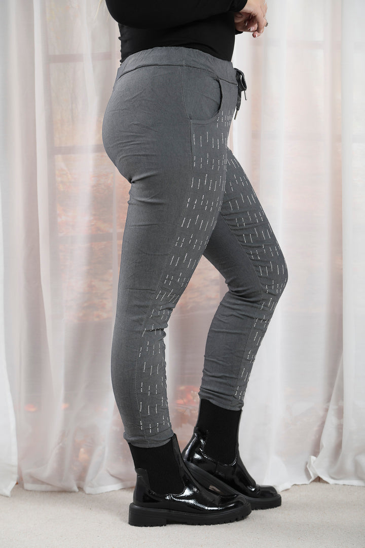 Embellished Magic Pants Grey - Magic Trousers Goose Island UK