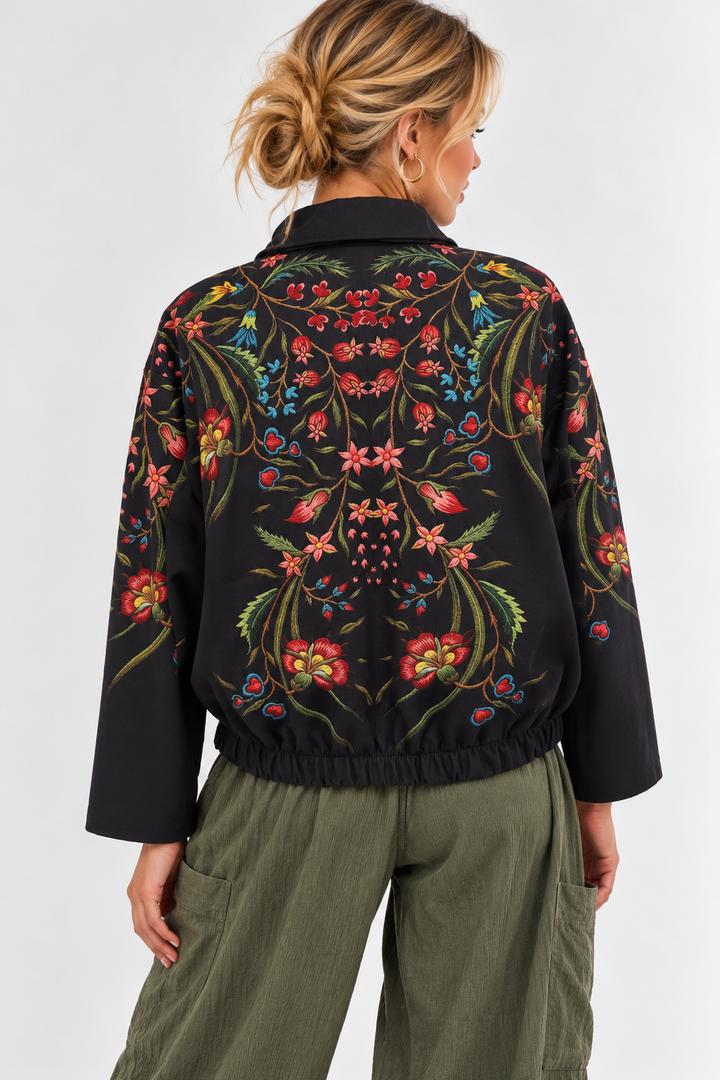 Enchanted Bloom Zip Jacket Navy