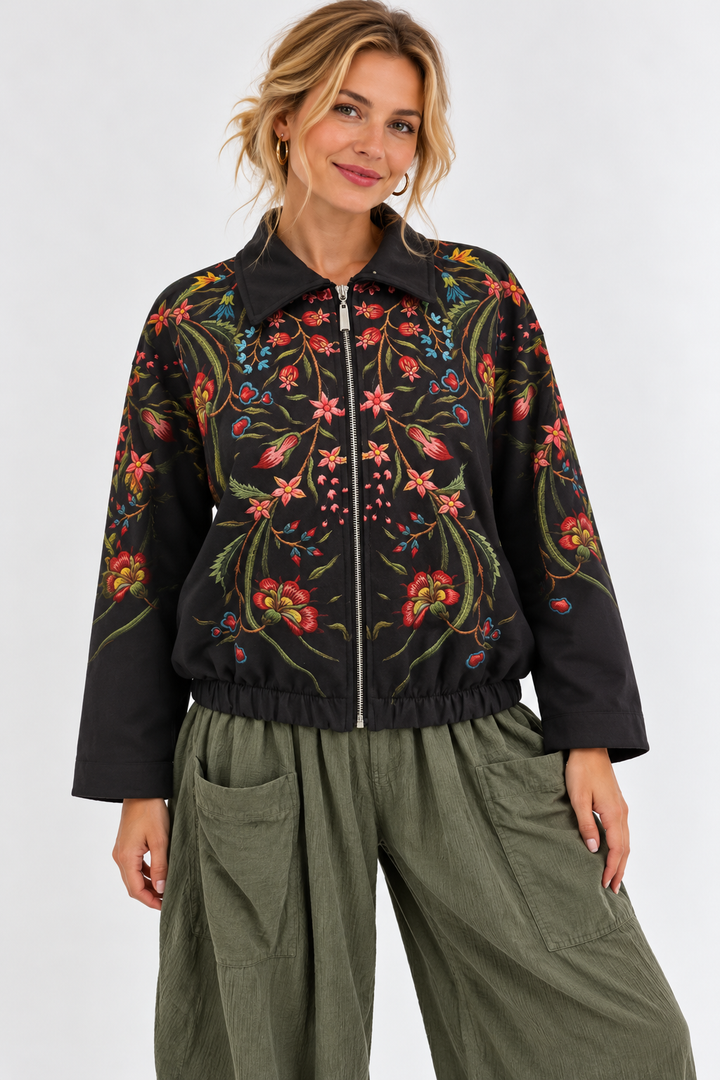 Enchanted Bloom Zip Jacket Navy