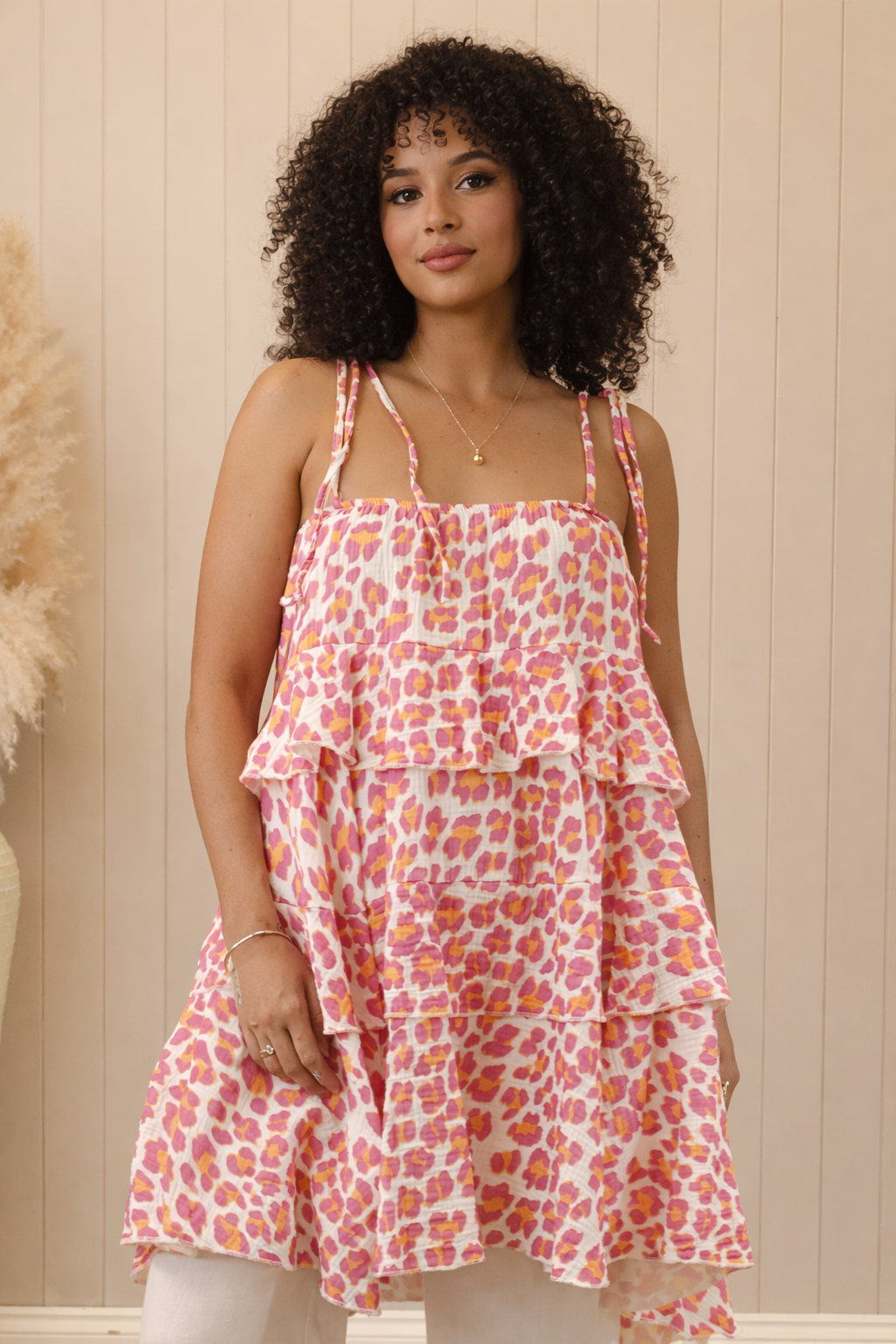 Neon Wild Leopard Tunic Fuchsia