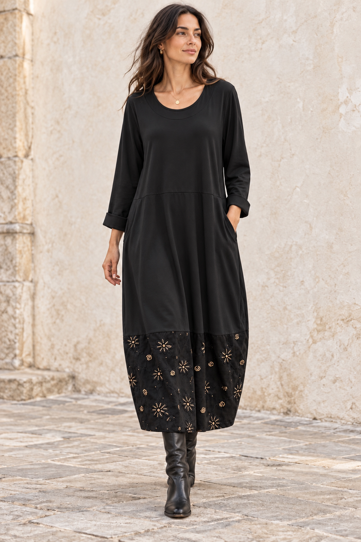 Sequin Burst Maxi Dress Black