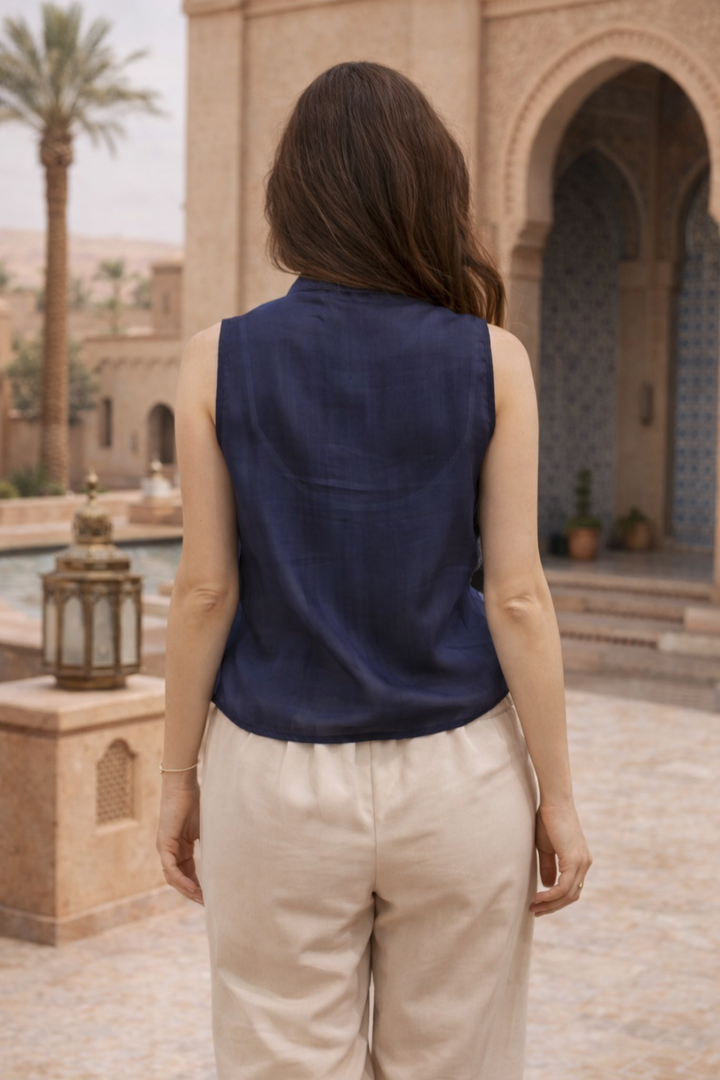 Rosa Ruffle Top Navy