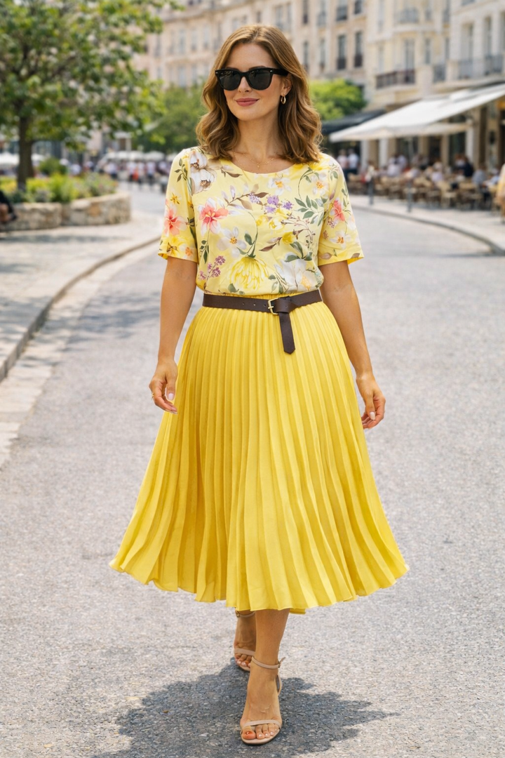 Maddalena Pleated Skirt Buttermilk