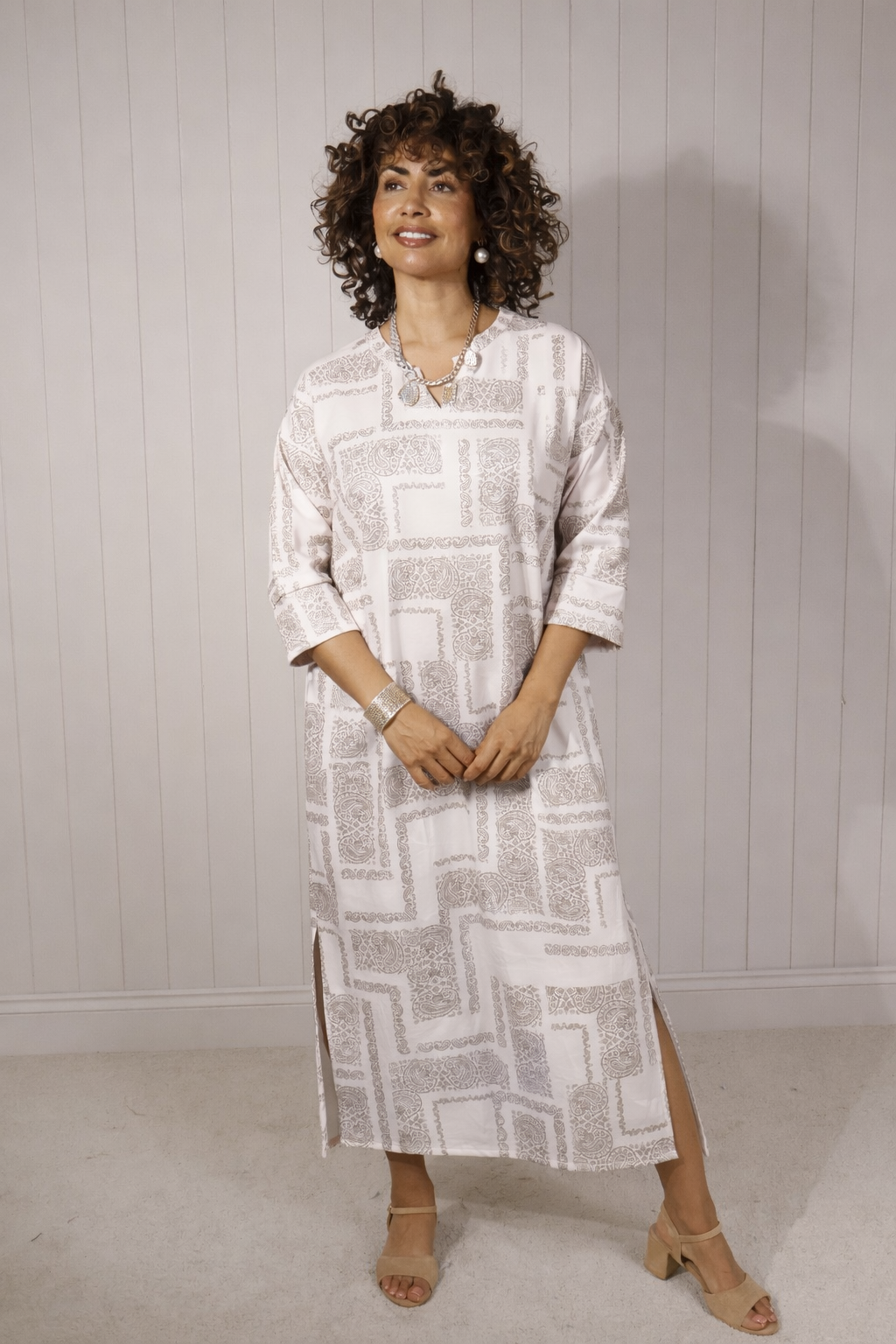 Pandora Paisley Dress White