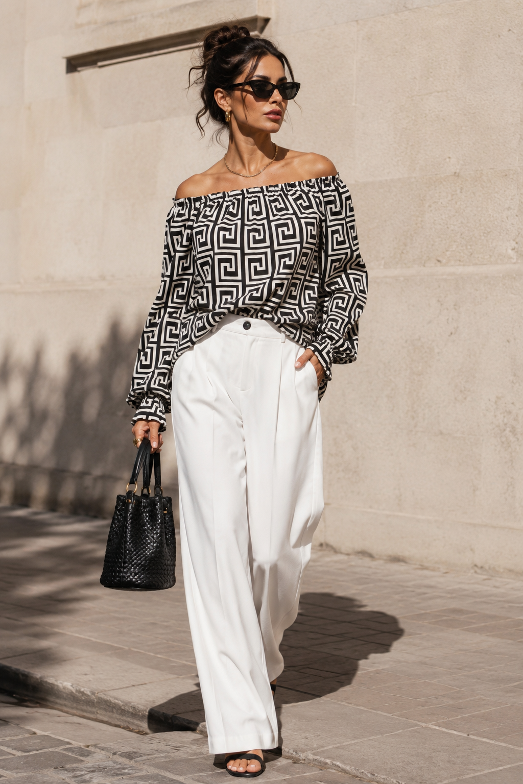 Zendi print Gypsy top Cream