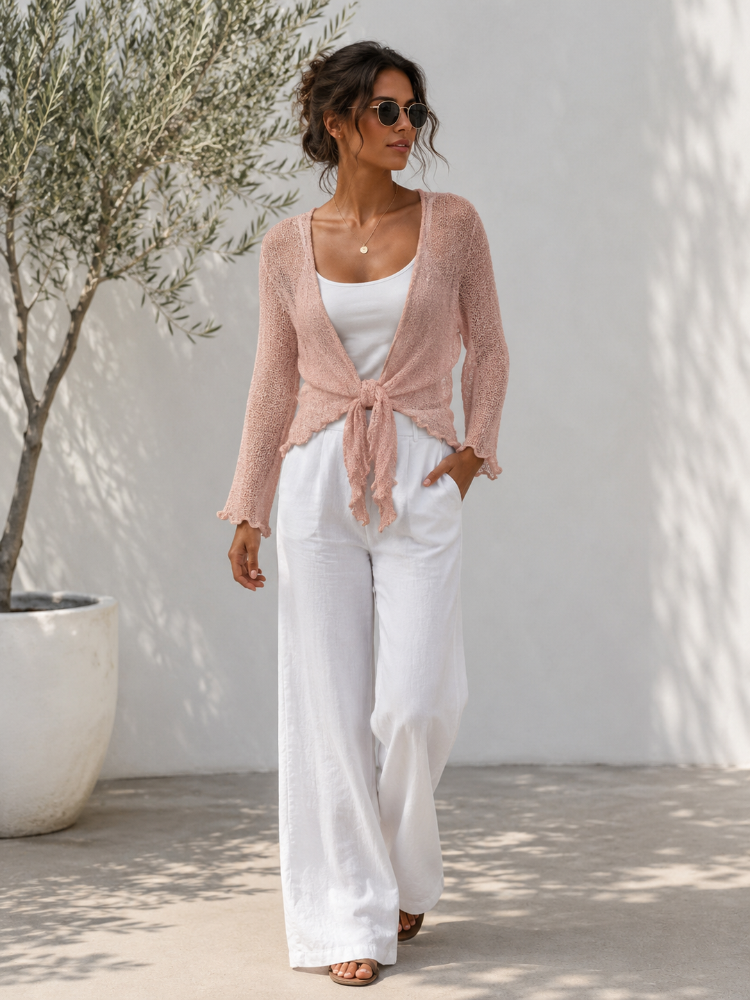 Simone Cobweb Shrug Pink