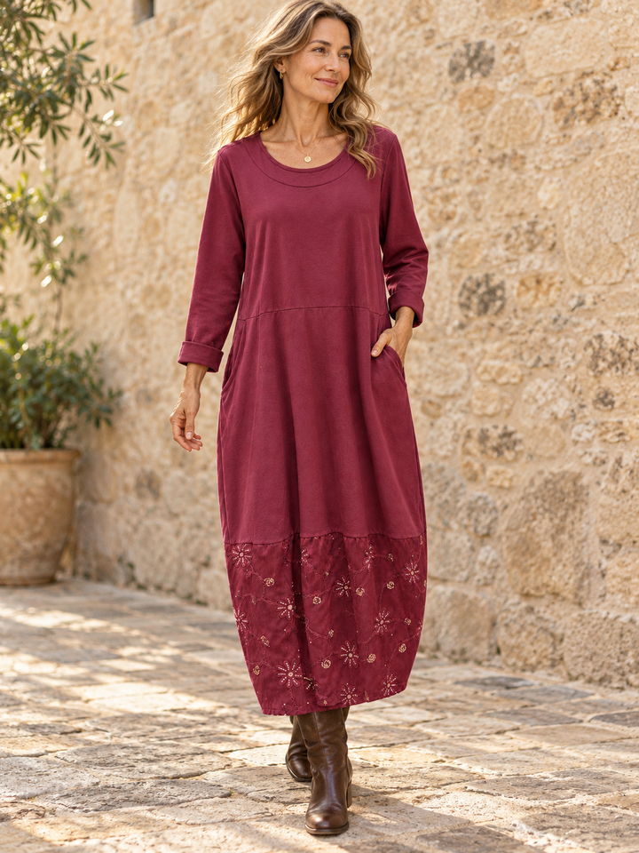 Sequin Burst Maxi Dress Plum