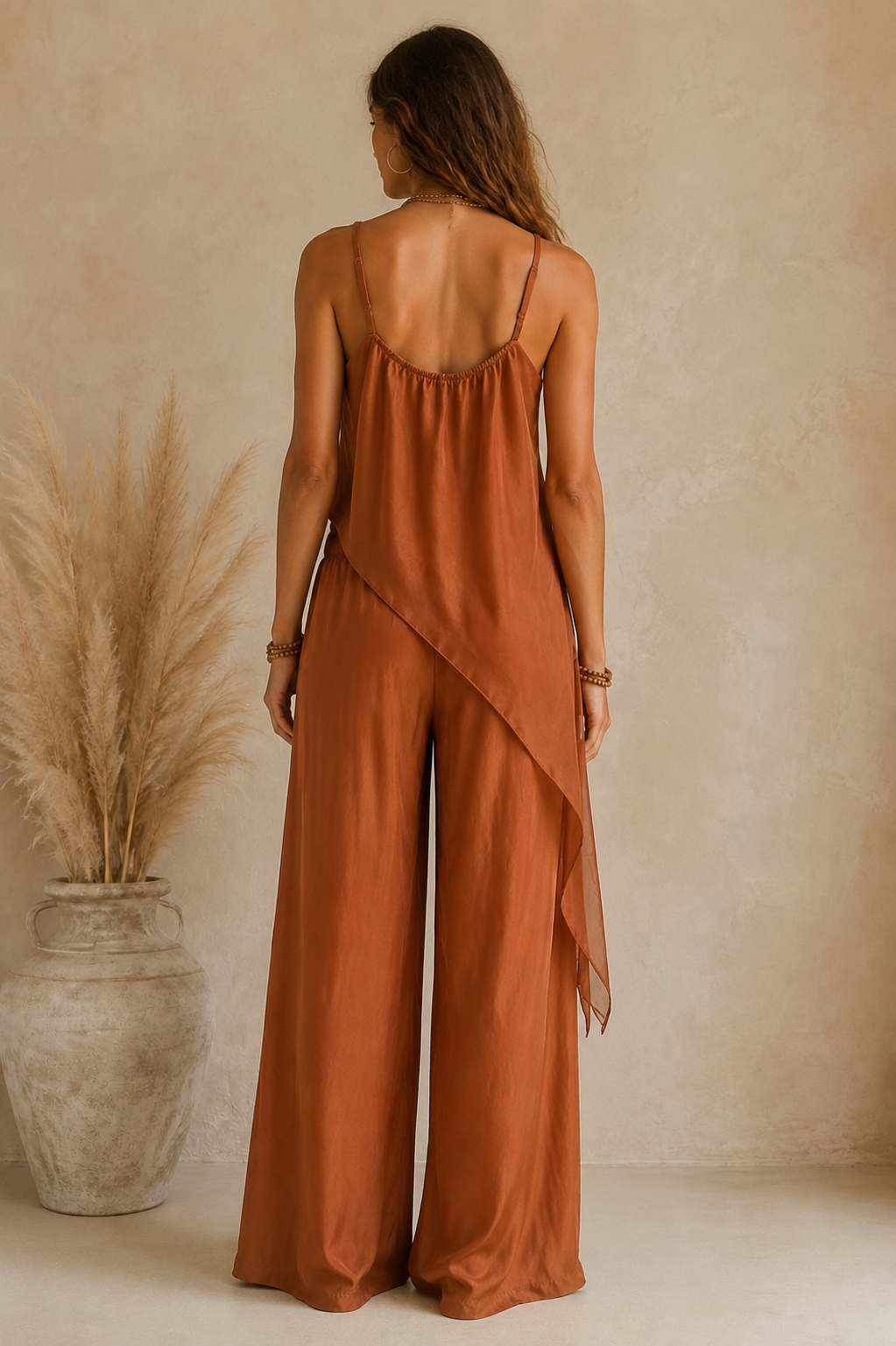 Lux Asymmetric Co-Ord Set Cinnamon