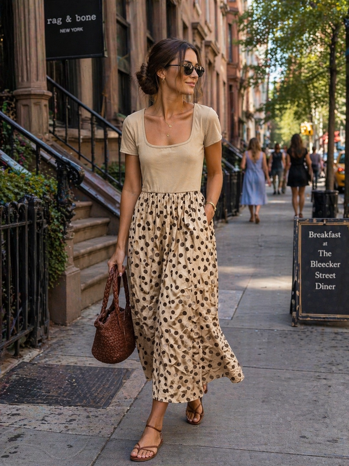 Venus Polka Dot Dress Cream