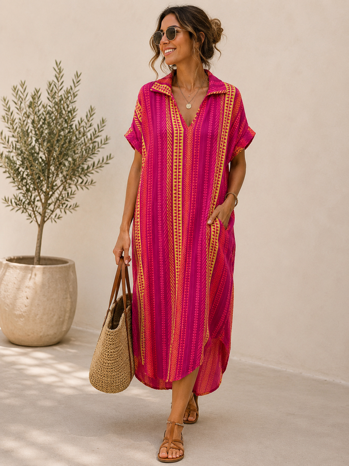 Addison Neon Aztec Tunic Dress Fuchsia
