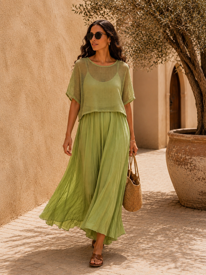 Rosalba Handkerchief Dress Set Lime