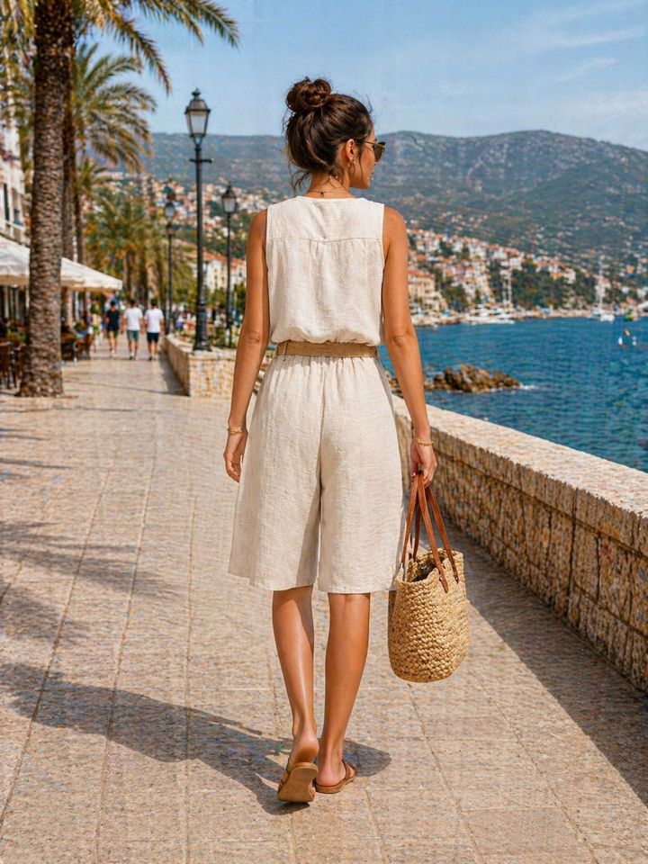 Bexley Belted Shorts Beige