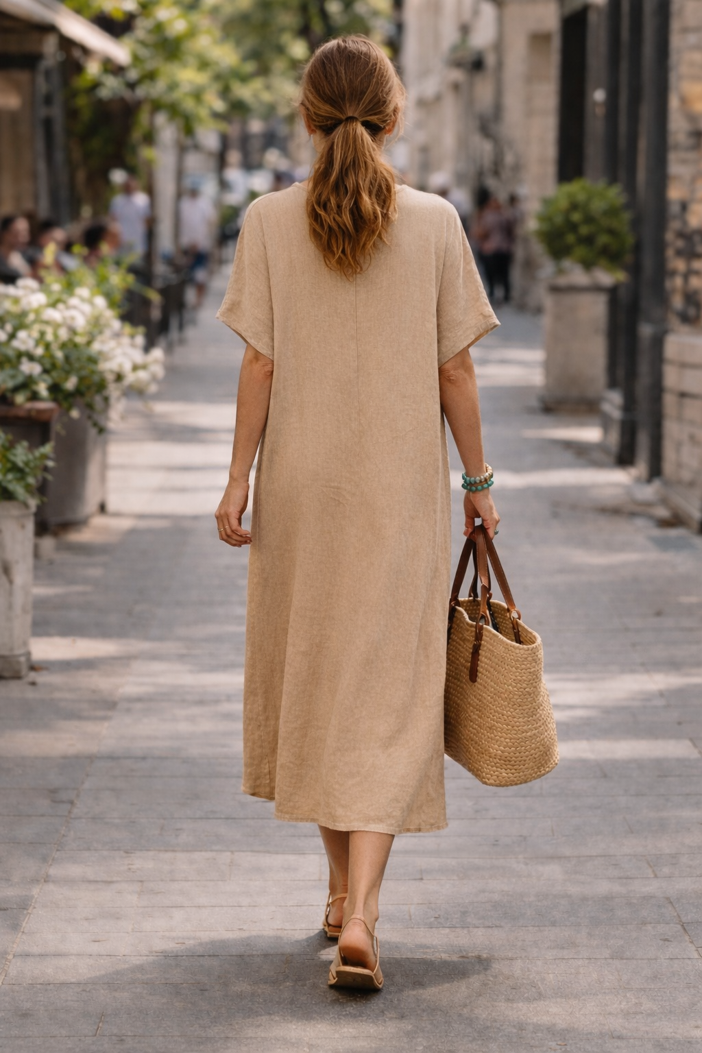 Lorenza Linen Dress Beige