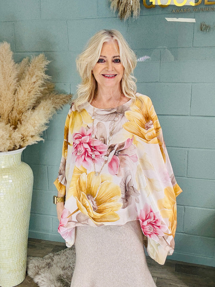 Alayna Floral Batwing Top Honey