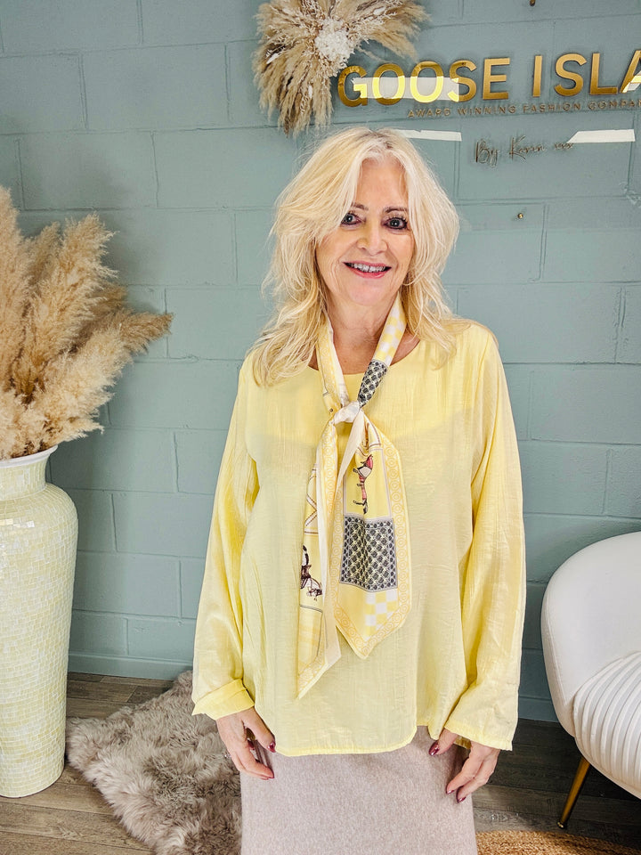 Erma Textured Top & Scarf Set Lemon