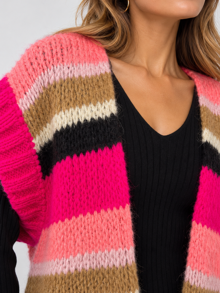 Solar Stripe Short Sleeve Cardigan