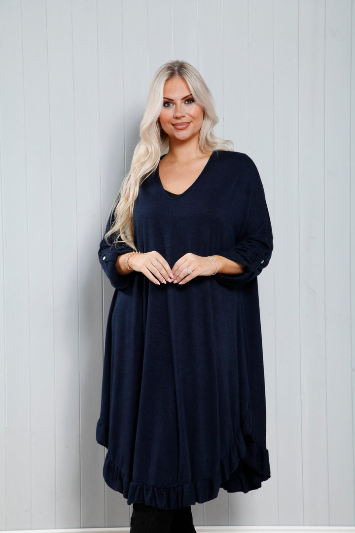 Amara Flutter Dress Navy