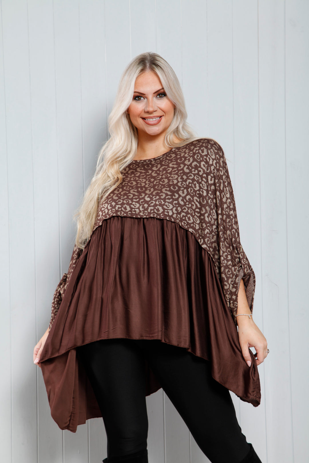 Chocolate Silky Leopard Print Top