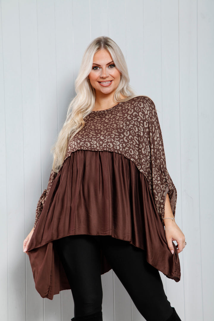 Chocolate Silky Leopard Print Top