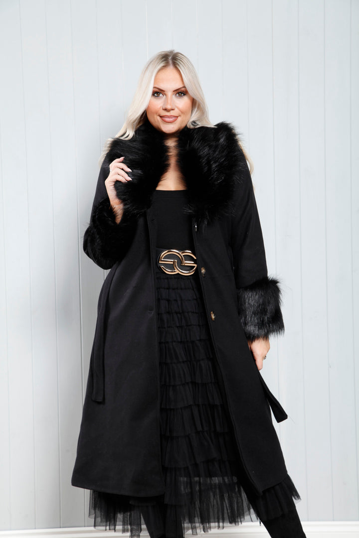 Irina Faux Fur Coat Black