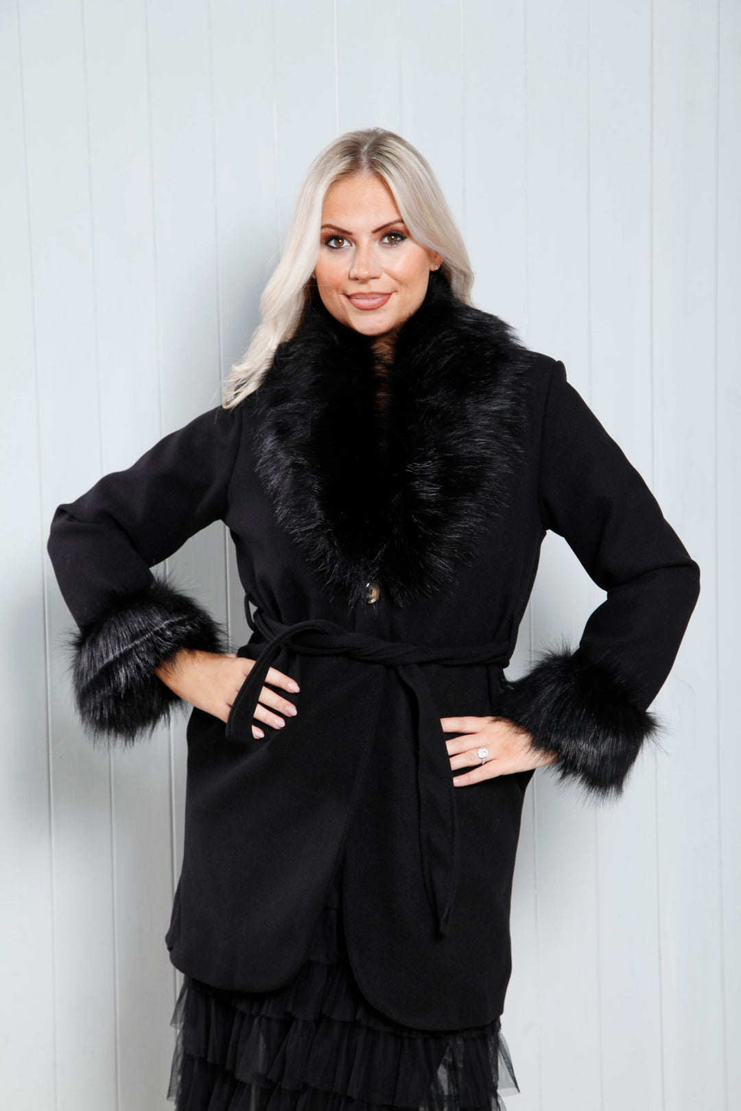Lara Faux Fur Coat Black