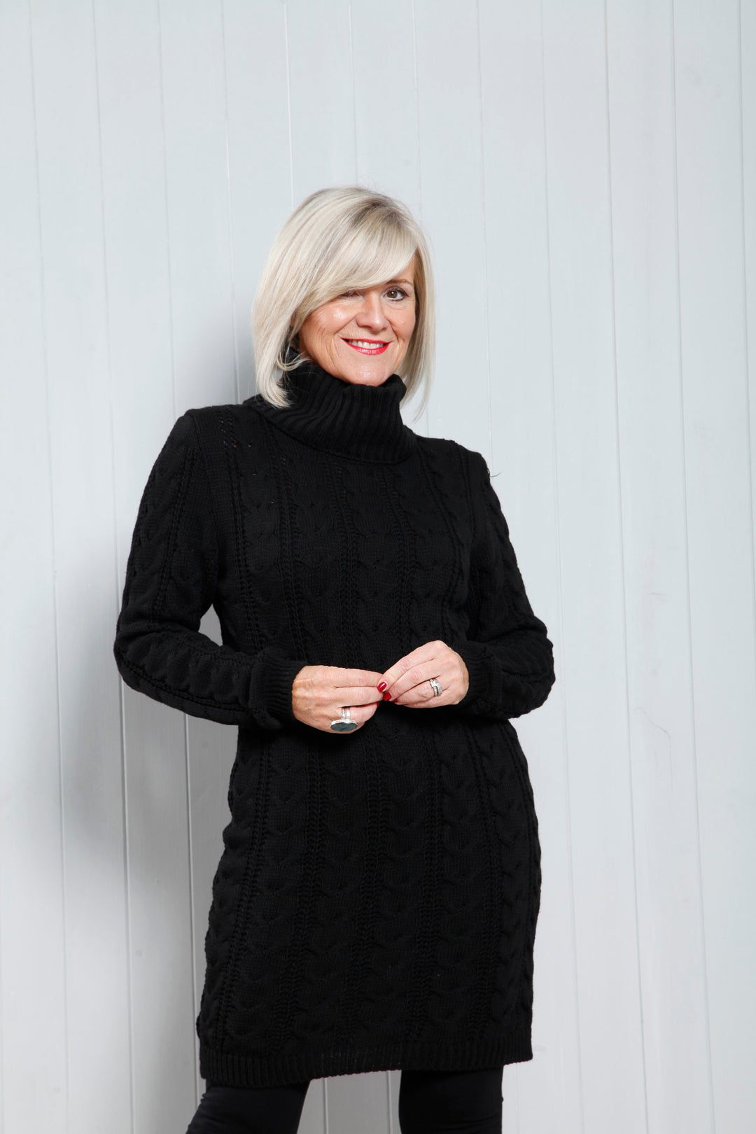 Chloe Cosy Knit Dress Black