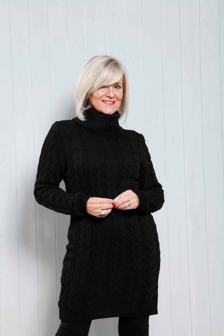 Chloe Cosy Knit Dress Black