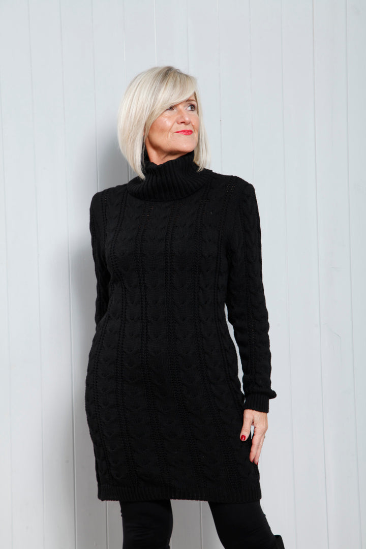 Chloe Cosy Knit Dress Black