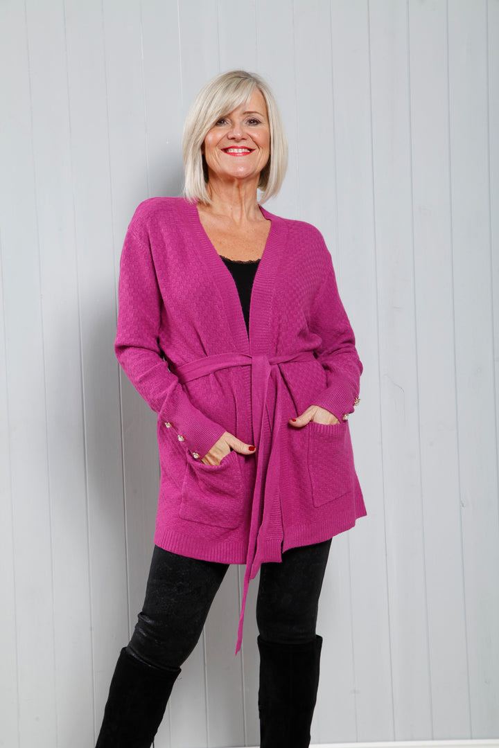 Golden Pearl Cardigan Berry